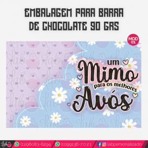 Adesivos para Barra de Chocolate 90 grs - Dia dos Avós Adesivo couche 115 grs     