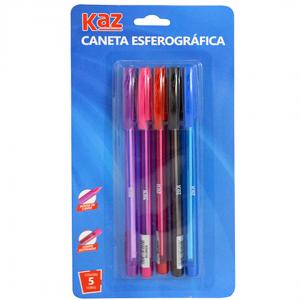 KIT CANETA ESFER. 1.0 5 CORES SORTIDAS      