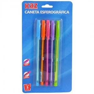 KIT CANETA ESFER. 1.0 CORES NEON 5 CORES      