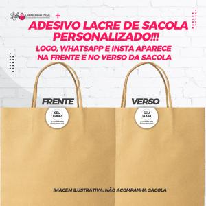 Lacre para Sacola Personalizado 3x6 cm Adesivo couche 115 grs     