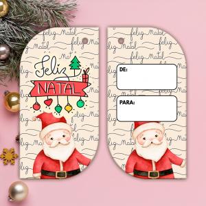 Tag de Roupa Folha Natal 4,4 x 8,5 cm com furo Couche 300 grs     