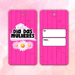 Tag de Roupa Retangular Dia Das Mulheres 4,4 x 8,5 cm com furo Couche 300 grs     